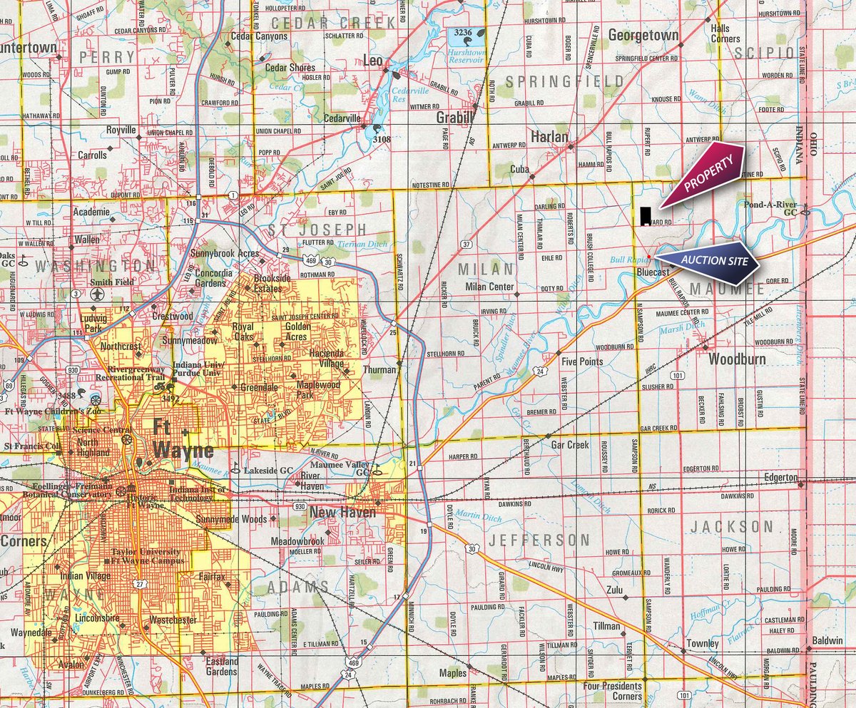 Area map - LAND AUCTION - 77+/- ACRES IN 2 TRACTS IN EAST ALLEN COUNTY, INDIANA